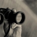 looking binoculars